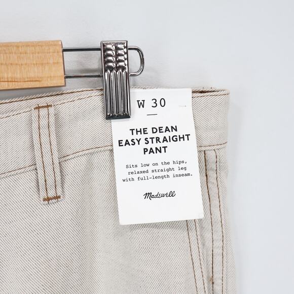 NWT Madewell The Dean Easy Linen Blend Cuffed Hem Twill Pant In Bone Size 30 - Picture 11 of 14